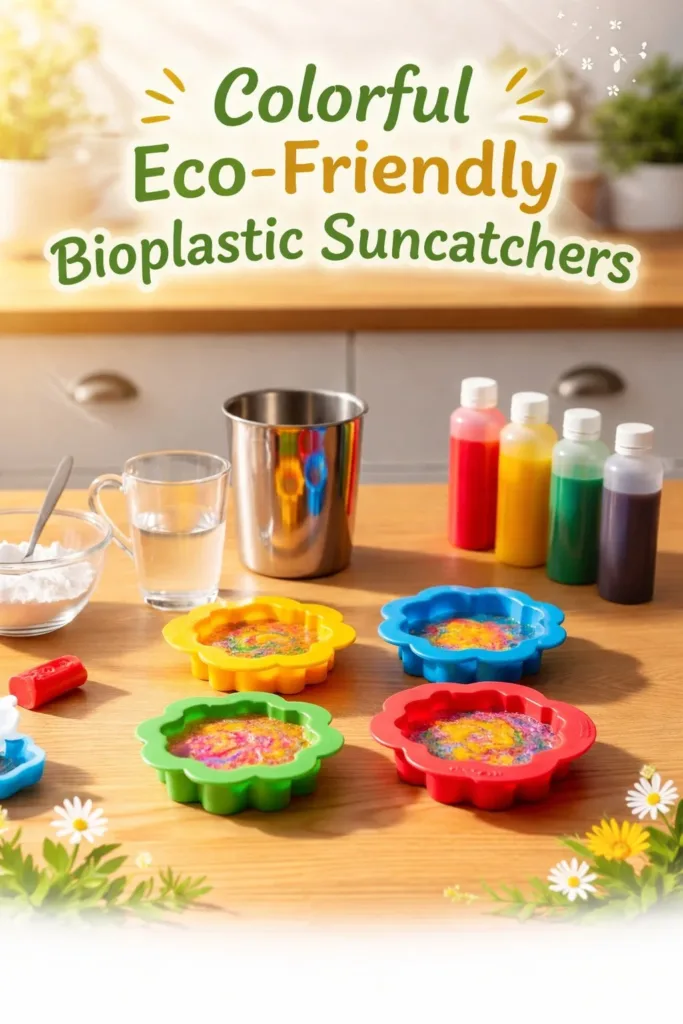 Colorful eco-friendly suncatchers made from bioplastic
