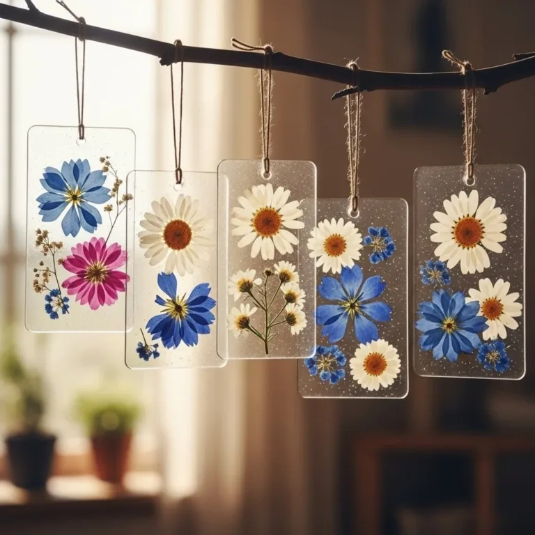 Handmade cornstarch flower charms in various colors for crafts and jewelry making.