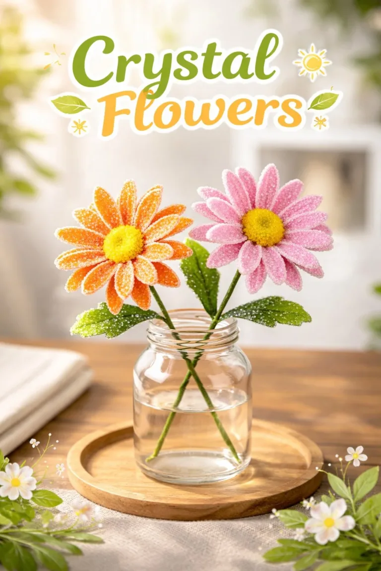 Beautiful crystal flowers displayed in an elegant vase.