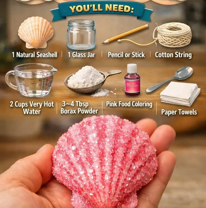 Crystal Growing Seashell Experiment Recipe