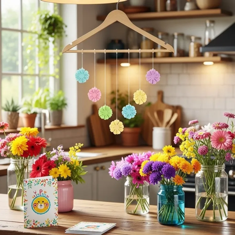 Colorful bioplastic suncatchers with vibrant swirls hanging in sunlight.