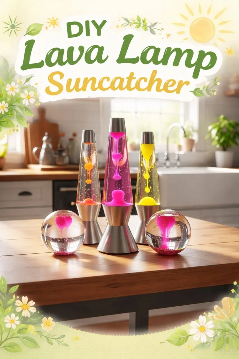 DIY lava lamp suncatcher project with colorful liquid and bubbles