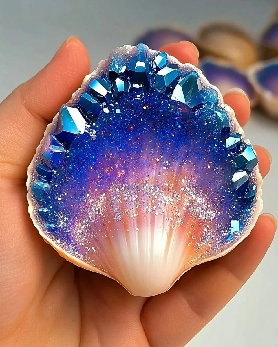 Galaxy Crystal Seashells with Sparkling Colors 5 Galaxy Crystal Seashells with Sparkling Colors