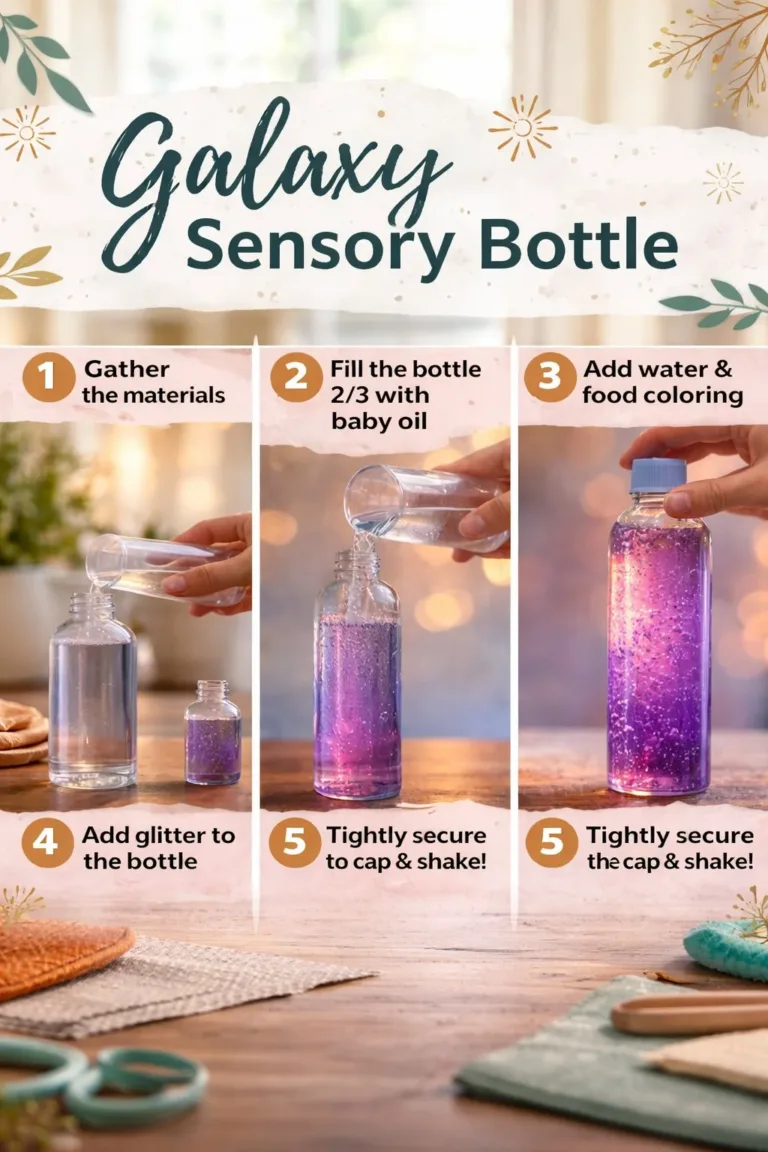 Galaxy Sensory Bottle filled with colorful liquid and shimmering stars