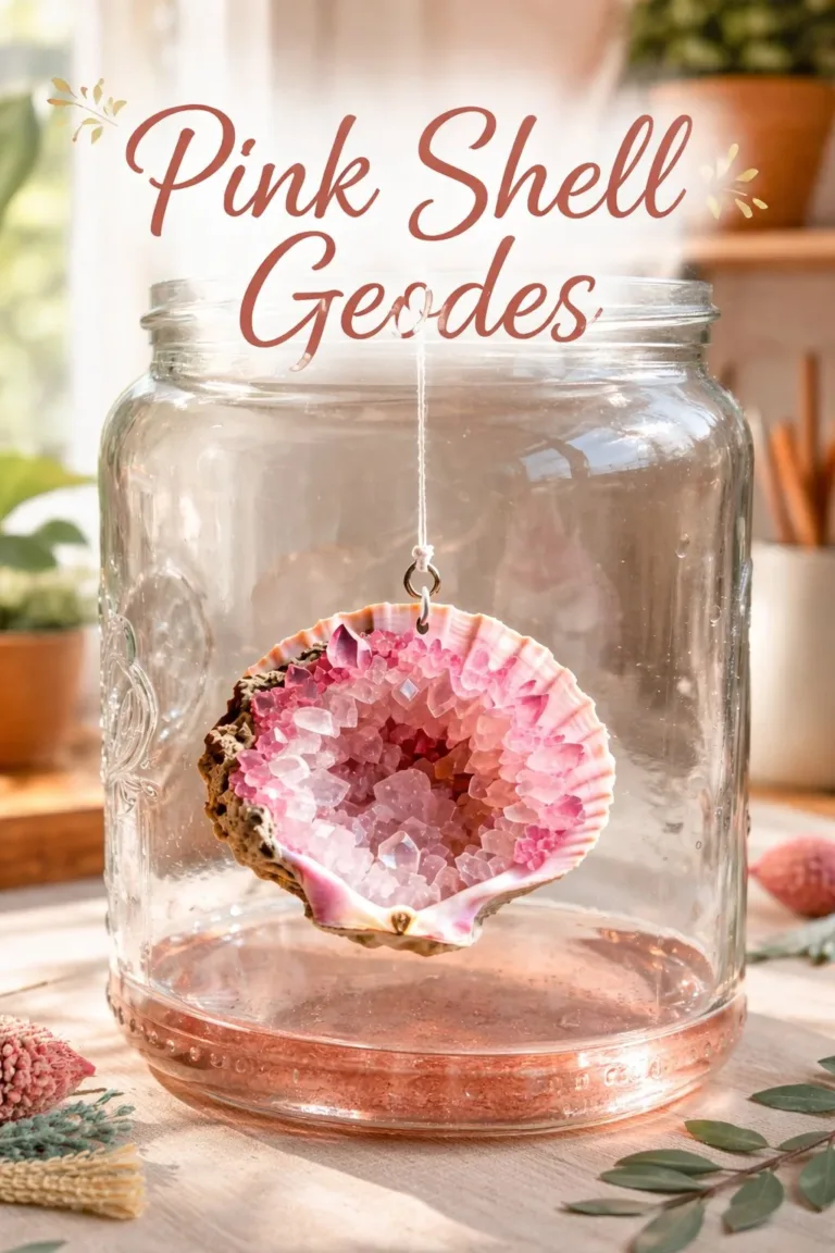 Beautiful pink shell geodes showcasing intricate patterns and vibrant colors.