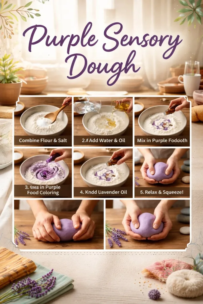 Vibrant purple sensory dough for creative and engaging play activities.