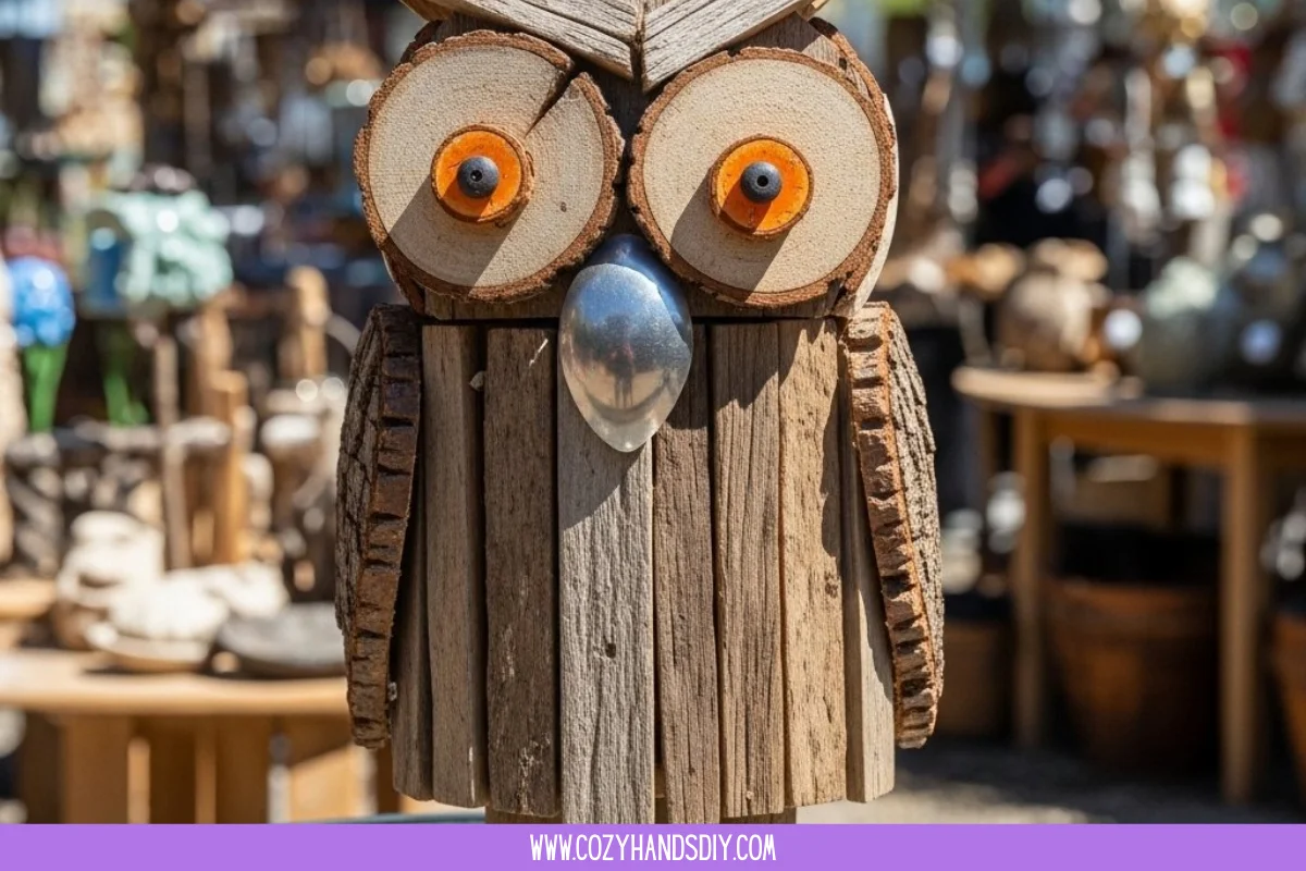 Rustic Wood Owl Made from Scrap Wood Garden Art