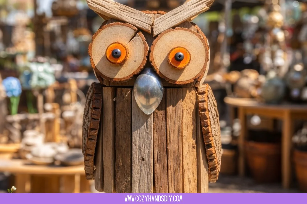 Rustic Wood Owl Made from Scrap Wood Garden Art