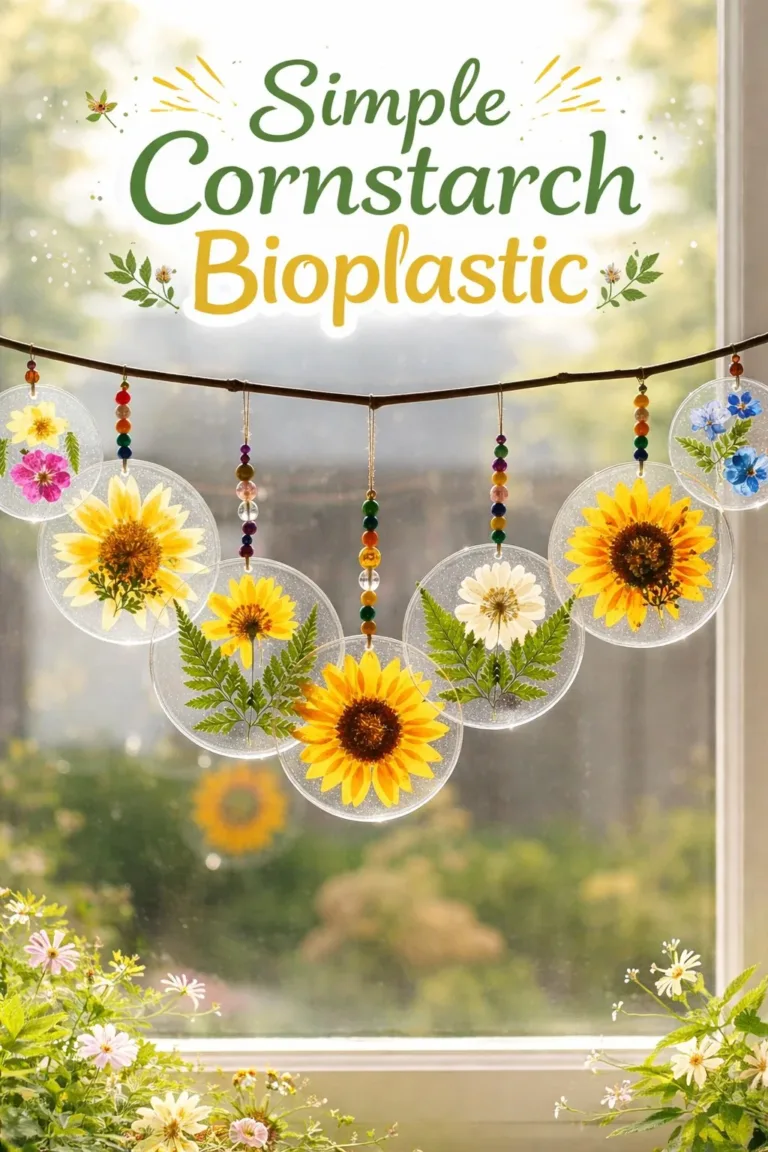 Homemade cornstarch bioplastic for eco-friendly crafts.