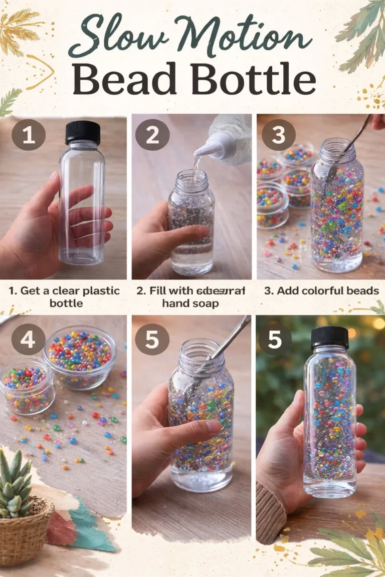 A mesmerizing slow motion bead bottle showcasing colorful beads in fluid motion.