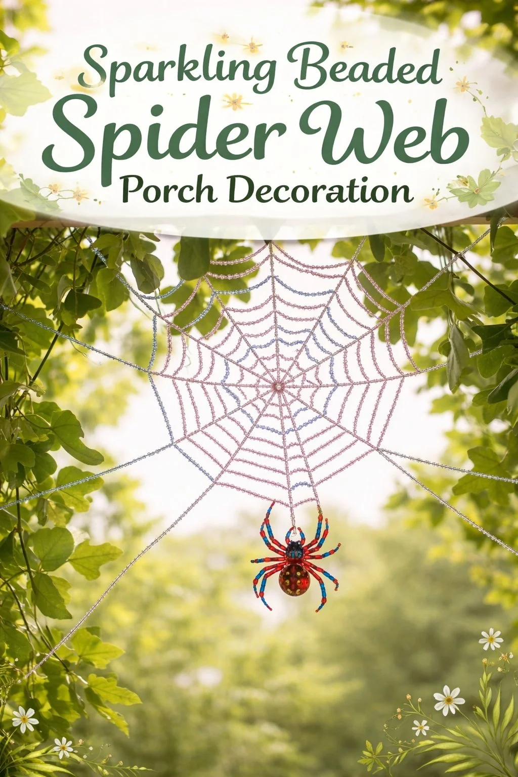 Sparkling Beaded Spider Web Porch Decoration