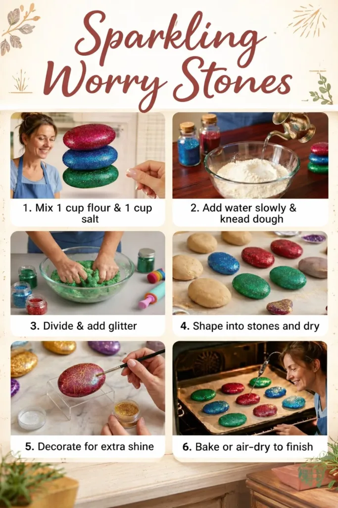 Sparkling worry stones for relaxation and stress relief