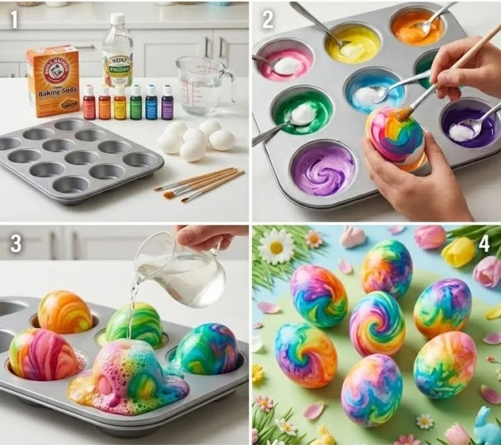 Baking Soda Painted Easter Eggs