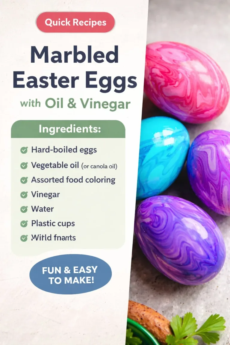 Marbled Easter eggs decorated with oil and vinegar technique for vibrant colors