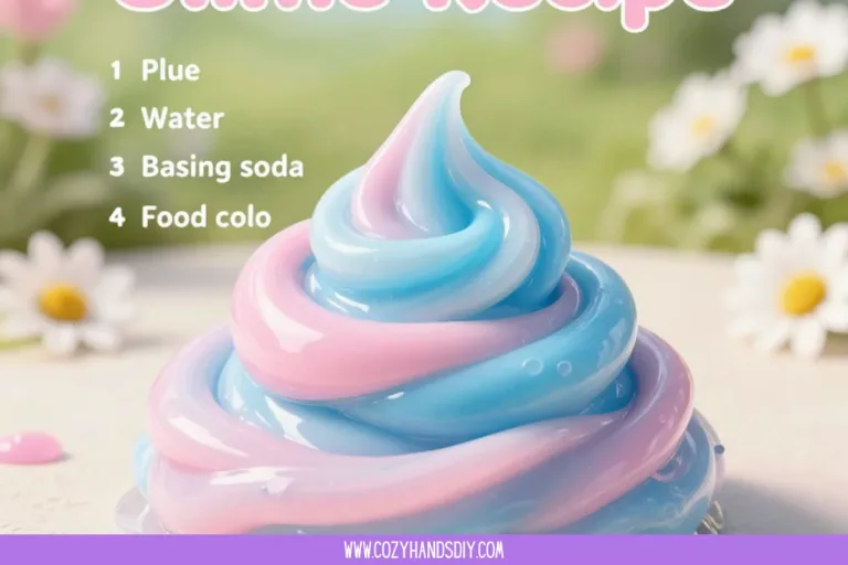 Colorful slime recipe with easy steps for kids to make at home