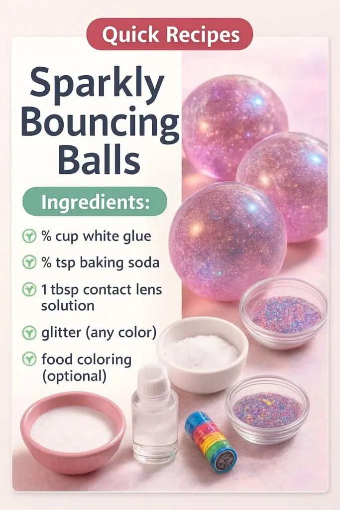 Colorful sparkly bouncing balls for playtime and activities