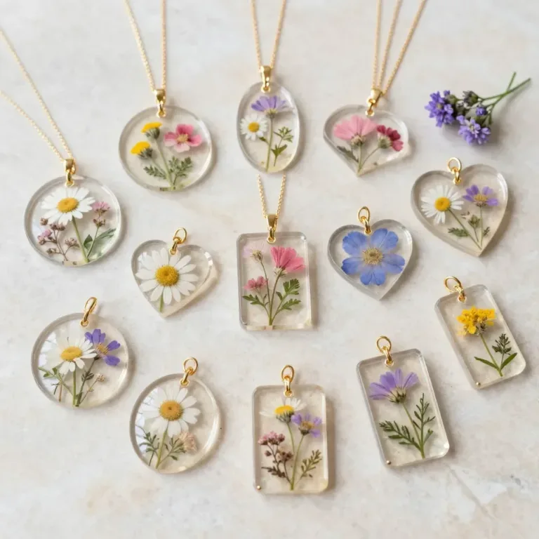 DIY clear glue floral ornaments creating a cozy home decor atmosphere.