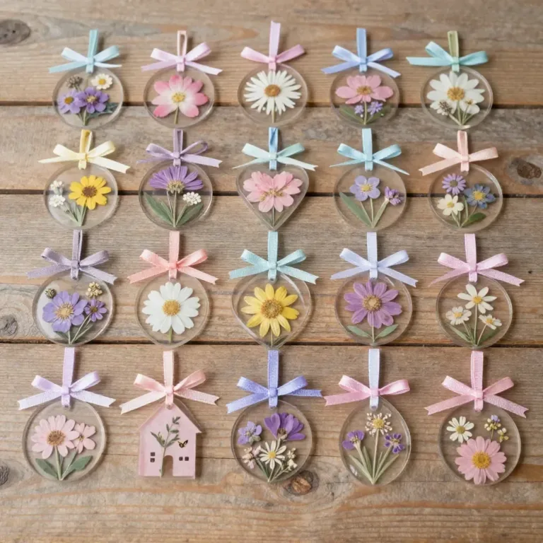 Clear glue flower ornaments adding elegance to home decor.