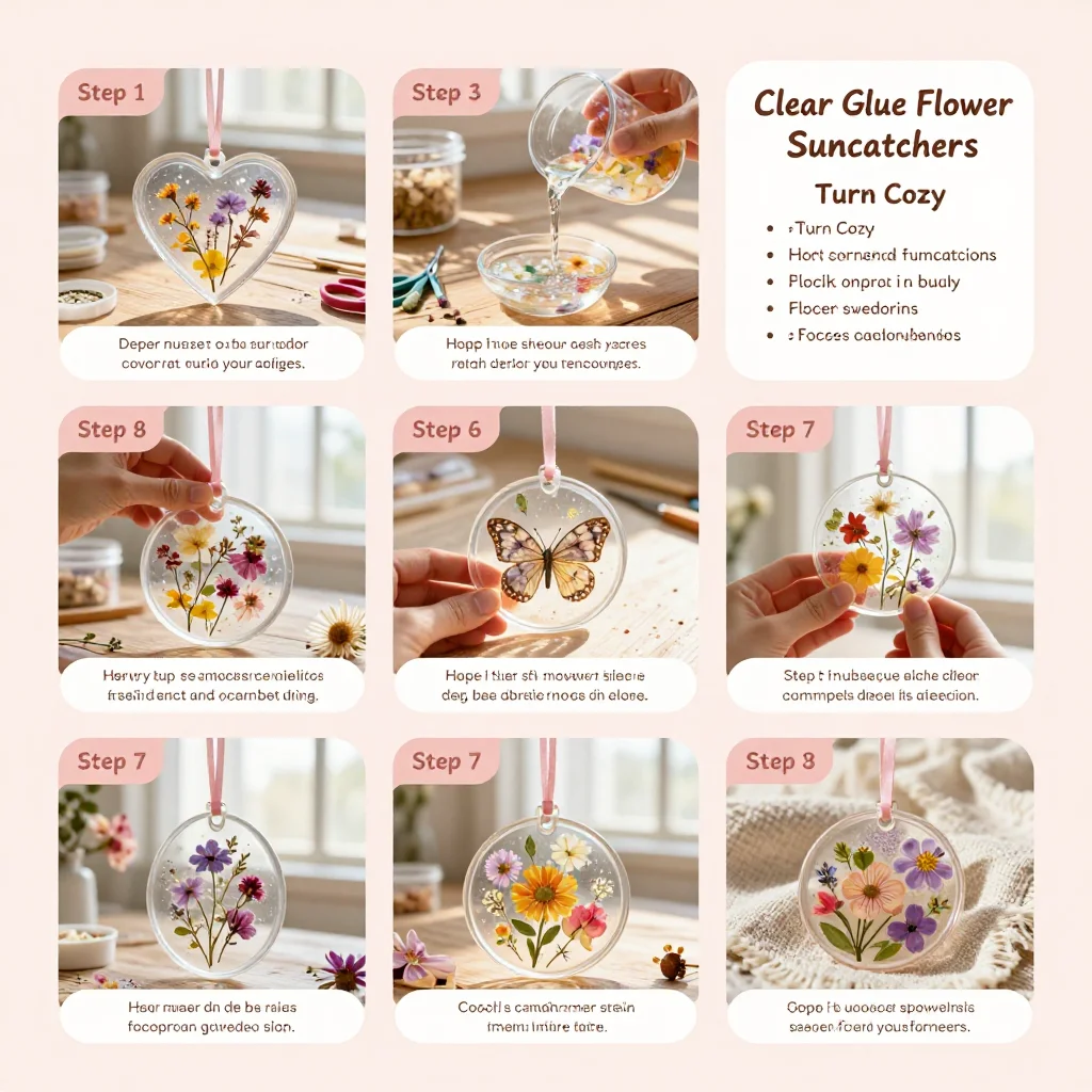 Clear Glue Flower Suncatchers