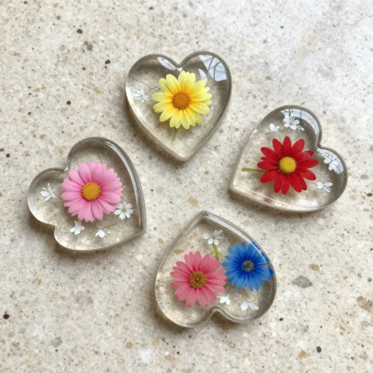 Cozy decor featuring clear hearts with blossoms enhancing a warm atmosphere