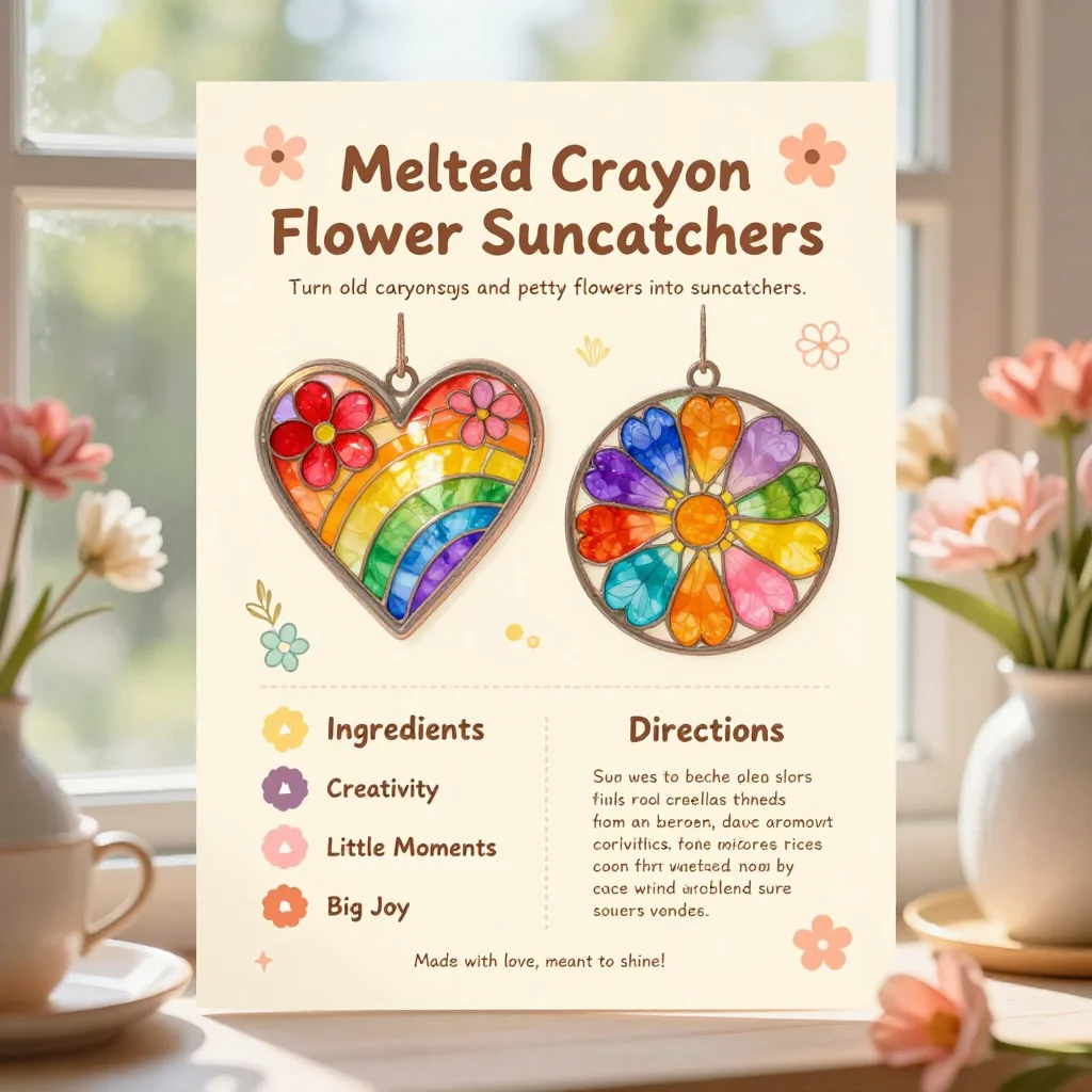 Cozy Melted Crayon Flower Suncatchers