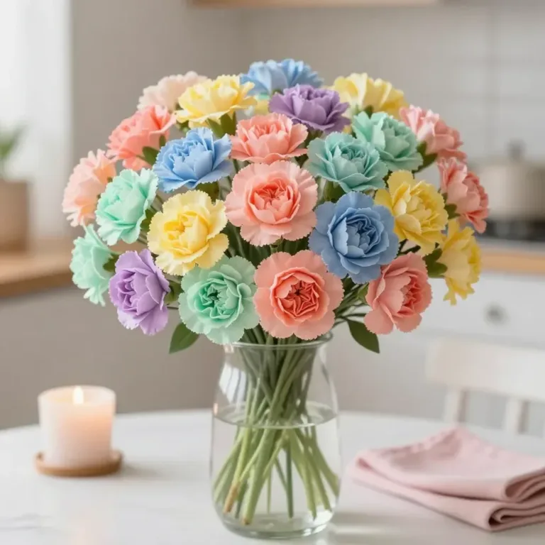 Cozy rainbow Crystal Roses radiating tranquility and beauty