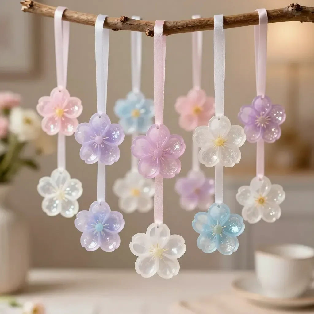 Cozy flower ornaments created with creamy clear glue for home decor