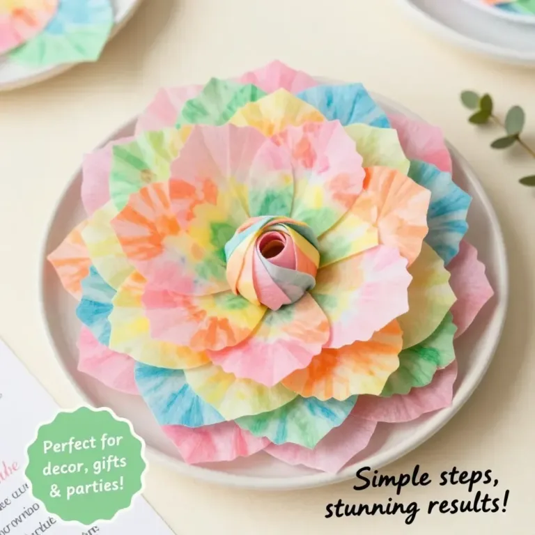 DIY coffee filter flowers dyed in vibrant tie-dye colors