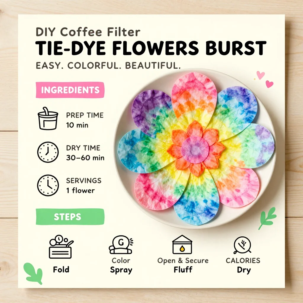DIY coffee filter tie-dye flowers burst with vibrant swirling colors ✨ A fun and easy craft for kids. Save this DIY!