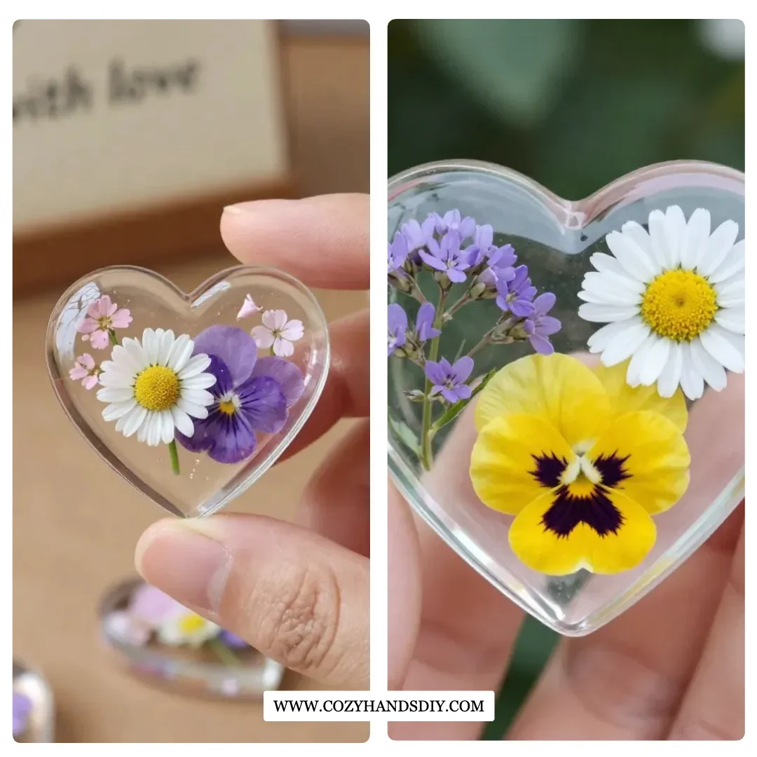 DIY Cornstarch Glass Floral Hearts & Flowers