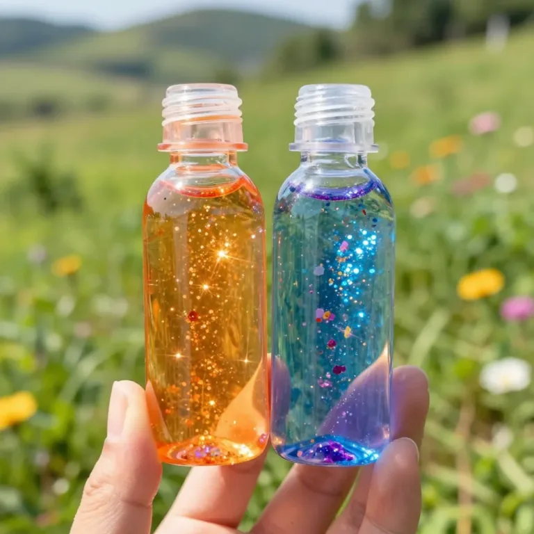 DIY dual sensory bottles for calming and sensory play activities