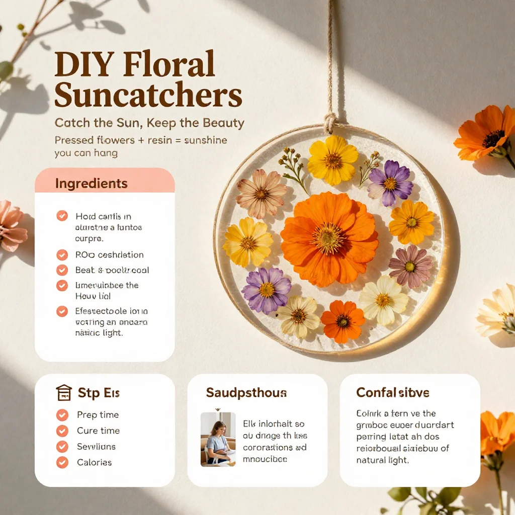 DIY Floral Suncatchers Become Cozy 7 DIY floral suncatchers shine beautifully with colorful petals in sunlight ✨ A magical and simple craft. Save this DIY!