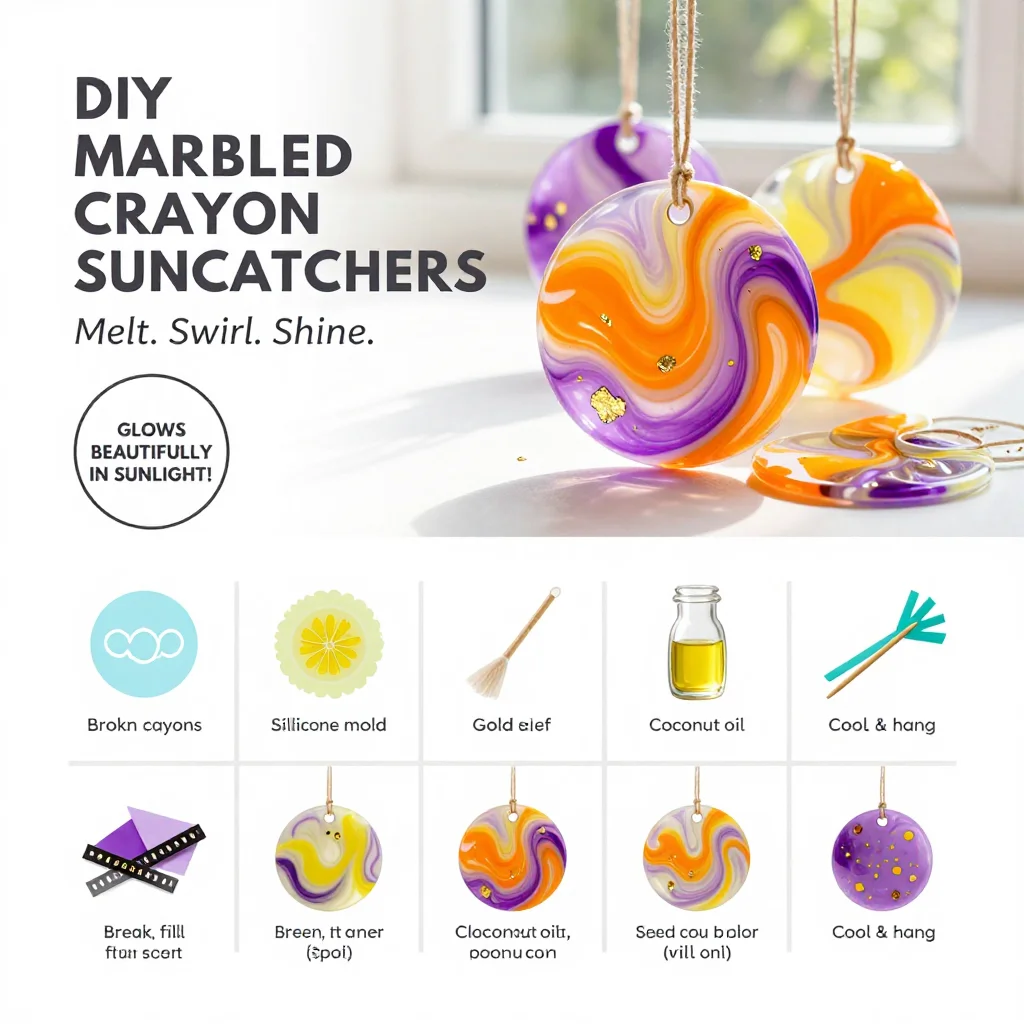 DIY Marbled Crayon Suncatchers