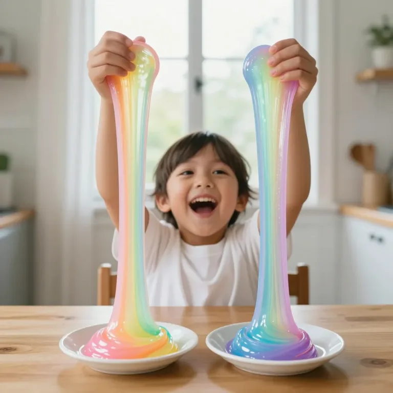 Child enjoying a DIY rainbow bubble activity for relaxation and fun.