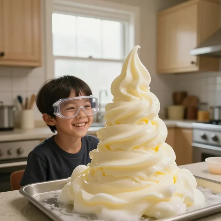 Fun Elephant Toothpaste experiment showcasing a bubbly reaction.