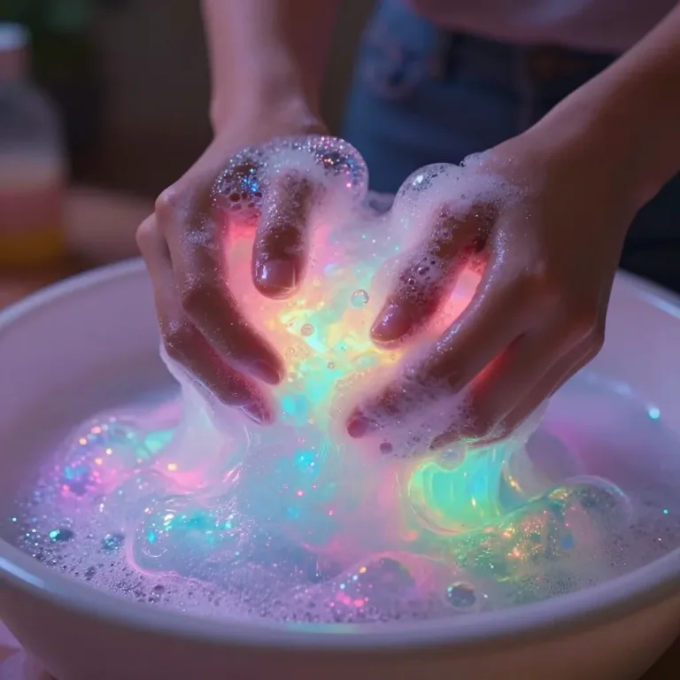 Children playing with Glow Bubble Foam, creating a cozy atmosphere with colorful bubbles.