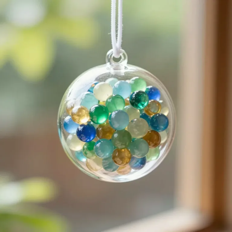 DIY suncatcher glowing in sunlight, showcasing vibrant colors and design