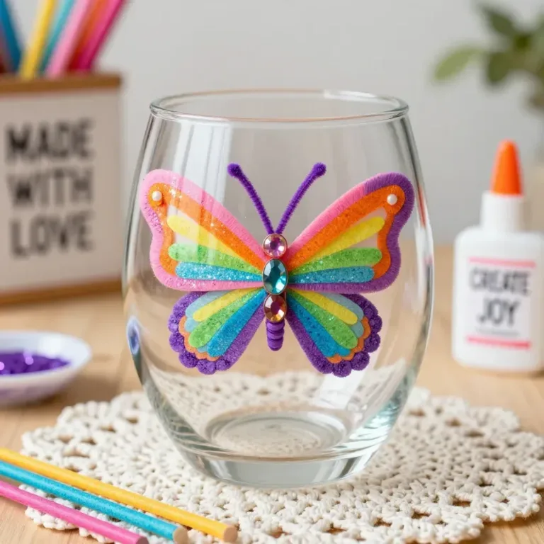 Colorful magic butterfly craft made with paper and creative art supplies
