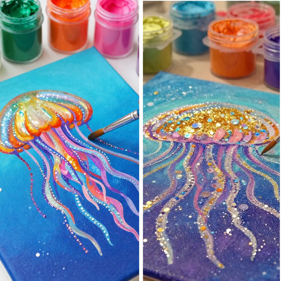 Jellyfish Salt Painting Becomes Calm