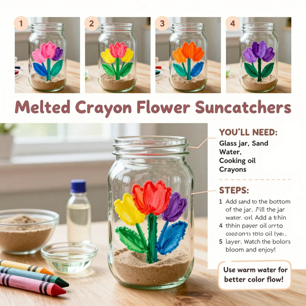 Melted Crayon Flower Suncatchers Become Calming