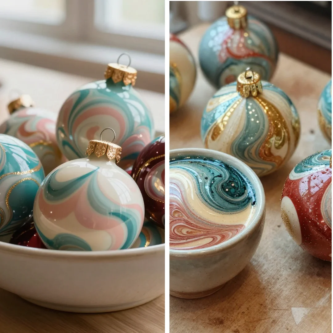 Ornament Water Marbling Becomes Cozy Art