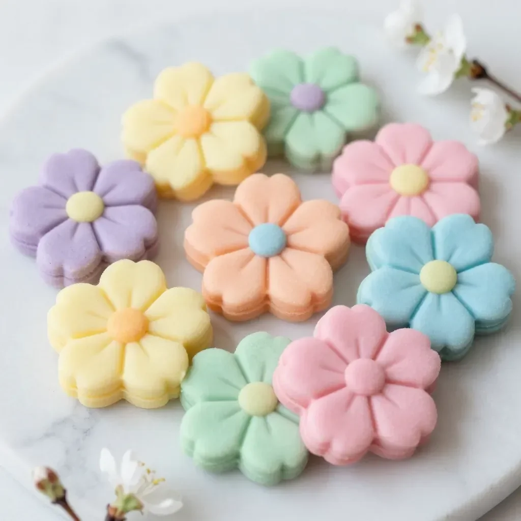 Vibrant painted spring flowers symbolizing tranquility and calmness.
