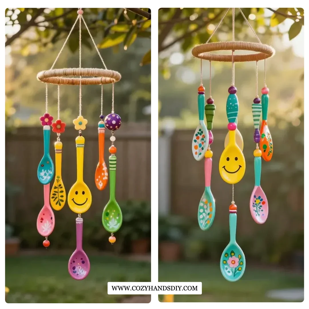 Painted Wooden Spoon Garden Chimes