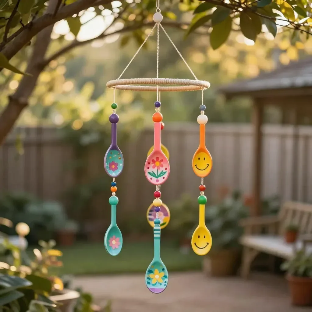 Painted Wooden Spoon Garden Chimes