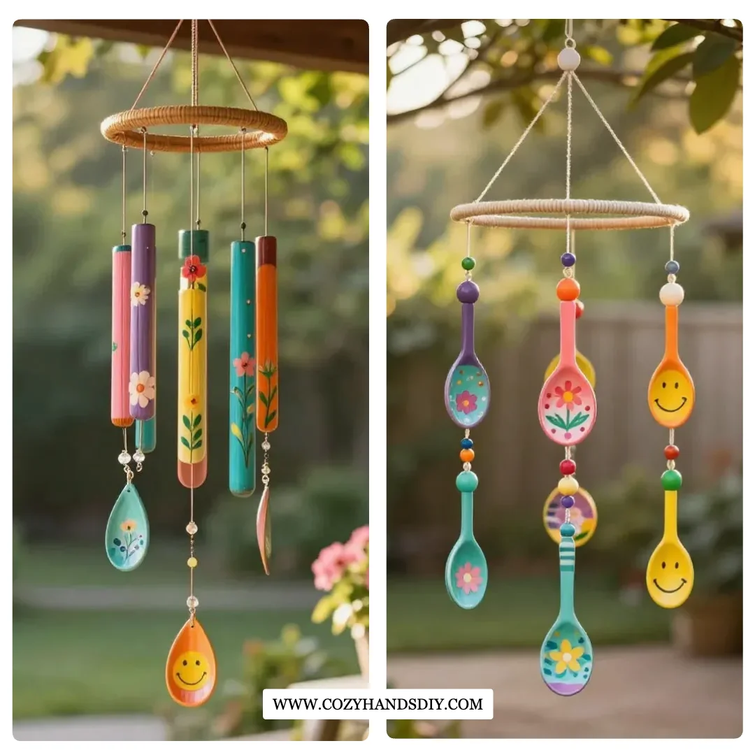 Painted Wooden Spoon Garden Chimes
