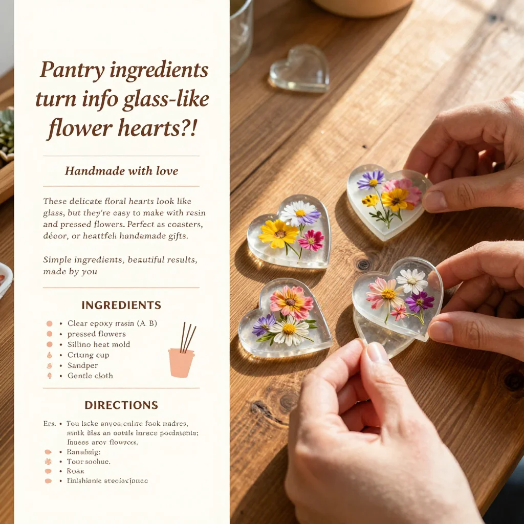 Pantry ingredients turn into glass-like flower hearts?! The final result is pure magic. Would you make these?