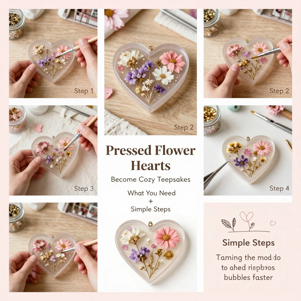 Pressed Flower Hearts