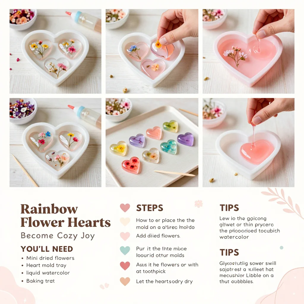 Rainbow Flower Hearts