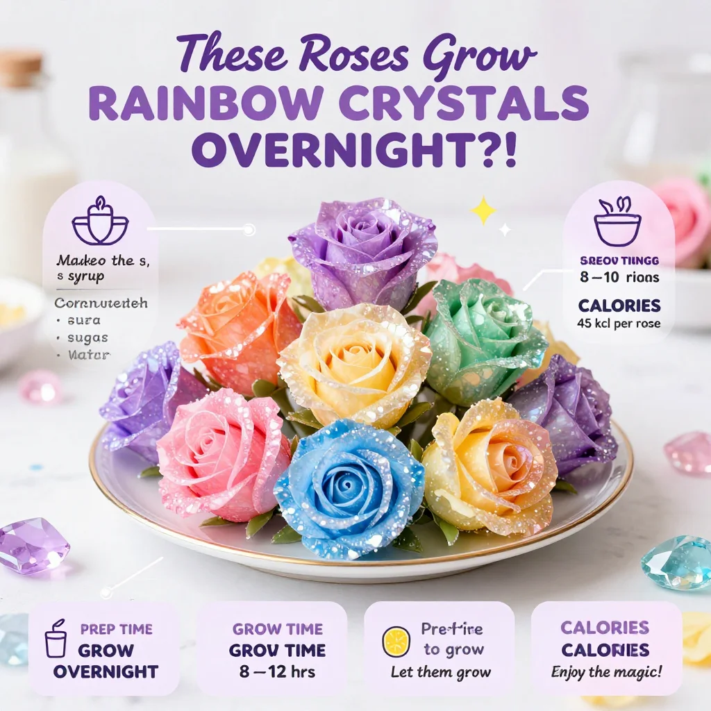 These roses grow rainbow crystals overnight?! The sparkle is unreal Which color would you choose first? #CrystalDIY #RainbowArt #FlowerMagic #CreativeFun #ScienceDIY