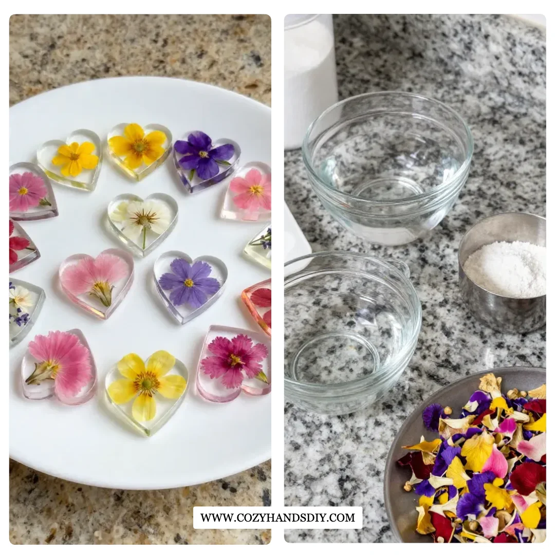 Cornstarch Glass Floral Hearts and Flowers